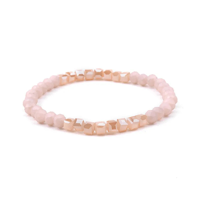 DoreenBeads Natural Crystal Bracelets Delicate Beaded Bracelet With Elastic For Best Couple Jewelry 18cm(7 1/8") long , 1 Piece