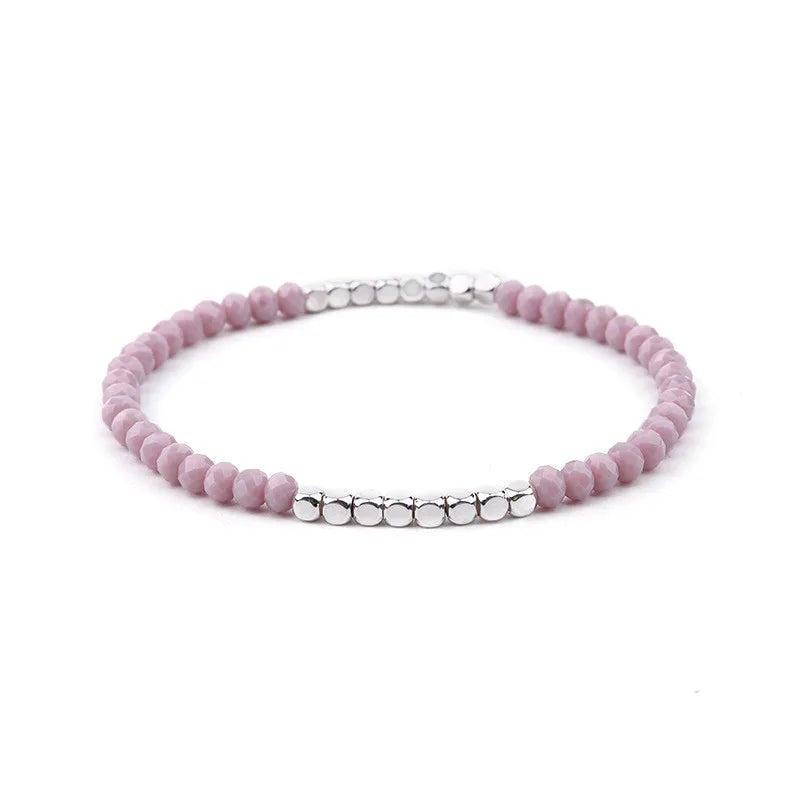 DoreenBeads Natural Crystal Bracelets Delicate Beaded Bracelet With Elastic For Best Couple Jewelry 18cm(7 1/8") long , 1 Piece