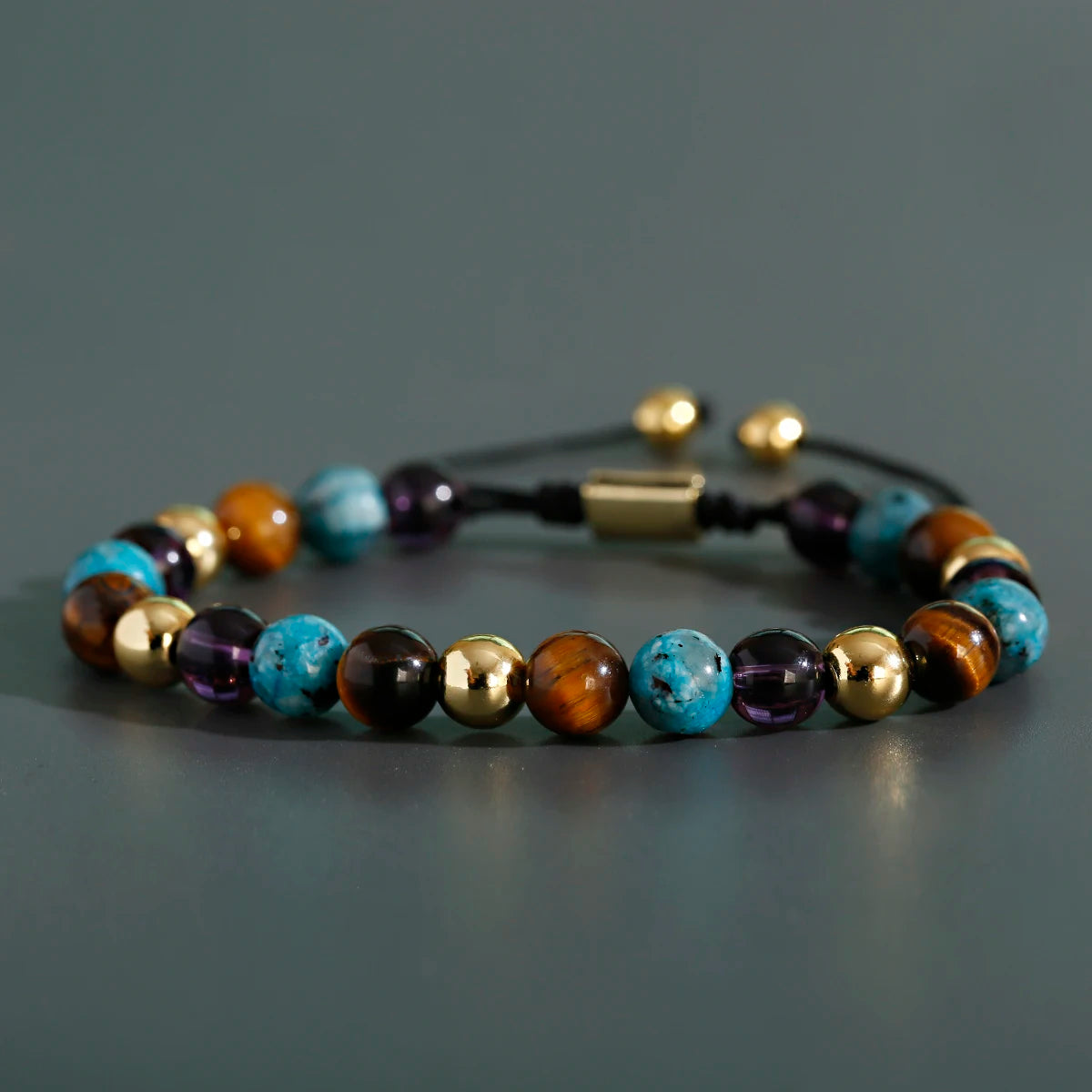 Mix Natural Stone Bracelets for Women Men Tiger Eye Onyx Energy Healing Beaded Hand Bangle Adjustable Yoga Jewelry Gifts