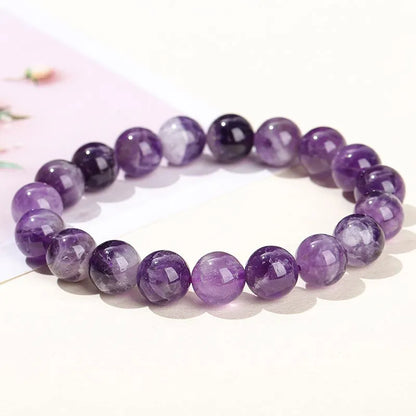 Amethyst Stone Beaded Bracelets Women Purple Crystal Quartz Energy Bead Reiki Healing Bangle Jewelry Gift