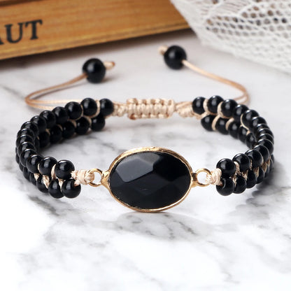 4mm Mini Beads Men Bracelets Classic Natural Stone Shiny Black Onyx Beads Bracelets & Bangles Women Obsidian Wrist Jewelry Gifts