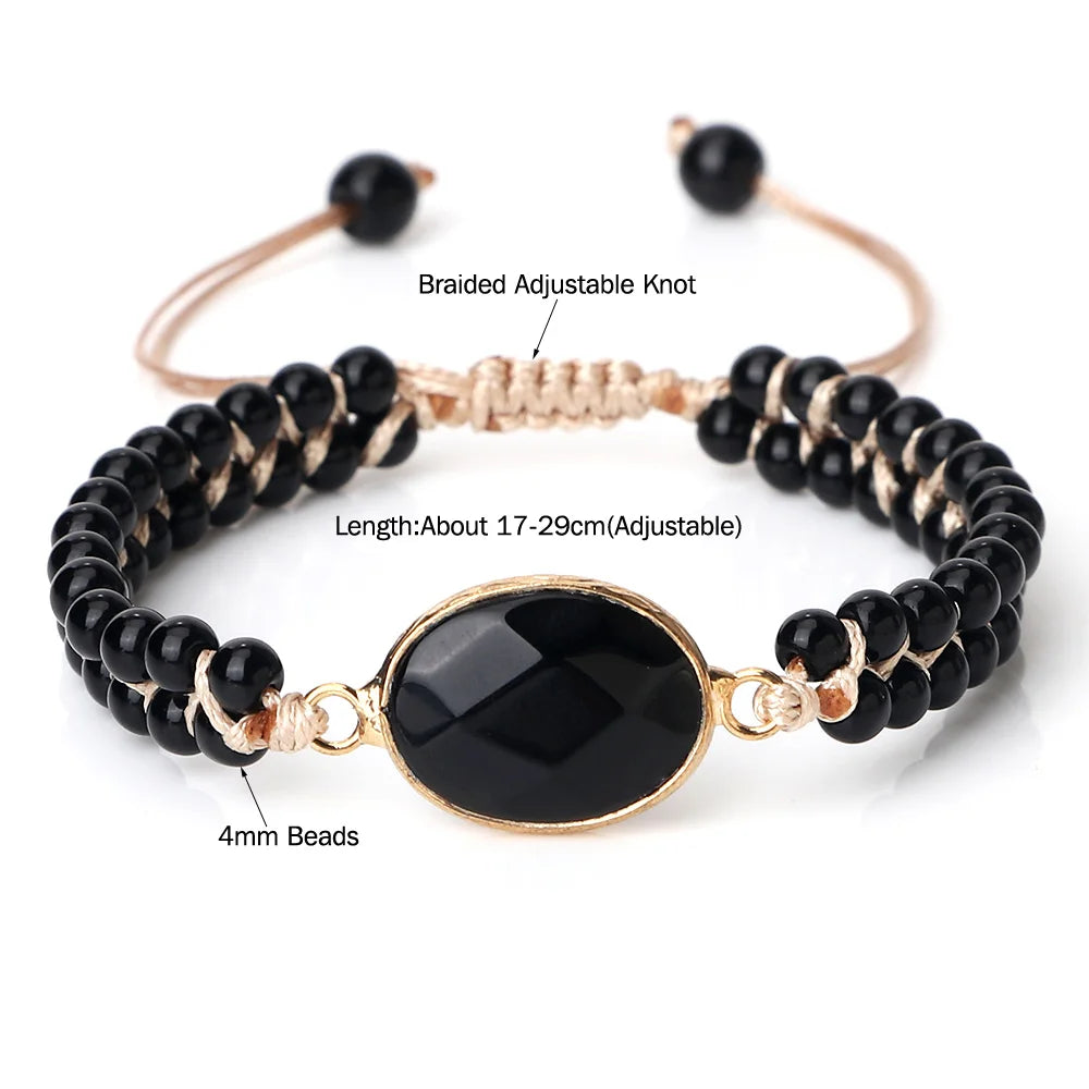 4mm Mini Beads Men Bracelets Classic Natural Stone Shiny Black Onyx Beads Bracelets & Bangles Women Obsidian Wrist Jewelry Gifts