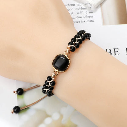 4mm Mini Beads Men Bracelets Classic Natural Stone Shiny Black Onyx Beads Bracelets & Bangles Women Obsidian Wrist Jewelry Gifts