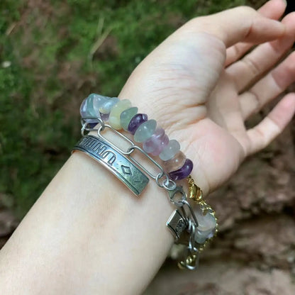 Natural Fluorite Bracelet Color Stone Irregular Jewelry Wholesale Design Handmade GEM Beads Healing Women Jewelry Gifts