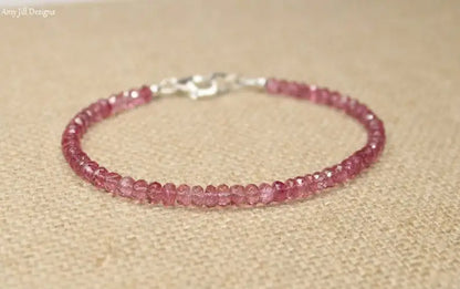 Pink Tourmaline Bracelet, Pink Tourmaline Jewelry, October Birthstone, Gemstone Jewelry