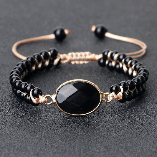 4mm Mini Beads Men Bracelets Classic Natural Stone Shiny Black Onyx Beads Bracelets & Bangles Women Obsidian Wrist Jewelry Gifts