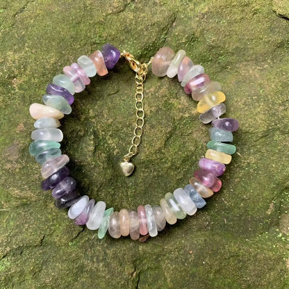 Natural Fluorite Bracelet Color Stone Irregular Jewelry Wholesale Design Handmade GEM Beads Healing Women Jewelry Gifts