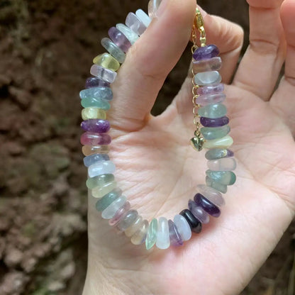 Natural Fluorite Bracelet Color Stone Irregular Jewelry Wholesale Design Handmade GEM Beads Healing Women Jewelry Gifts