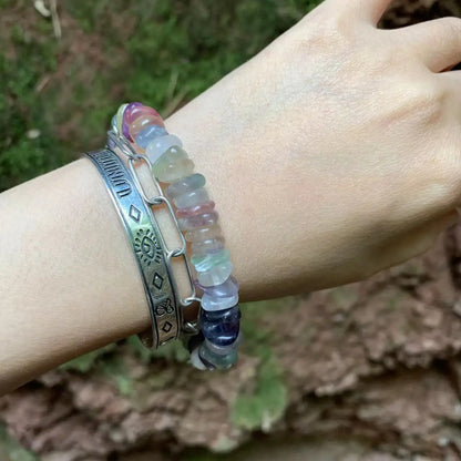 Natural Fluorite Bracelet Color Stone Irregular Jewelry Wholesale Design Handmade GEM Beads Healing Women Jewelry Gifts