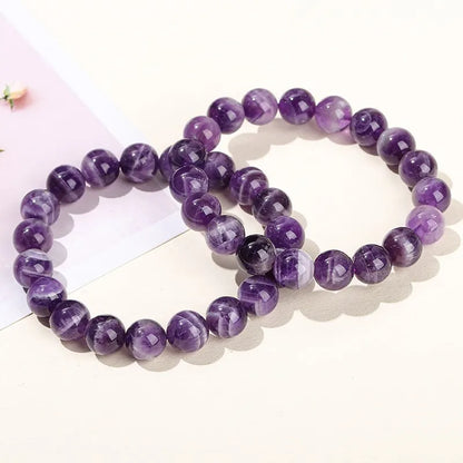 Amethyst Stone Beaded Bracelets Women Purple Crystal Quartz Energy Bead Reiki Healing Bangle Jewelry Gift