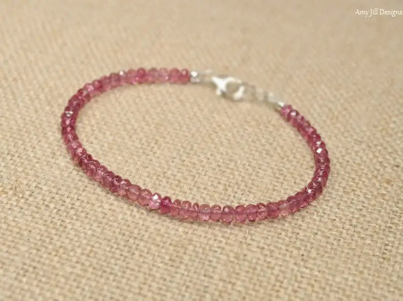 Pink Tourmaline Bracelet, Pink Tourmaline Jewelry, October Birthstone, Gemstone Jewelry