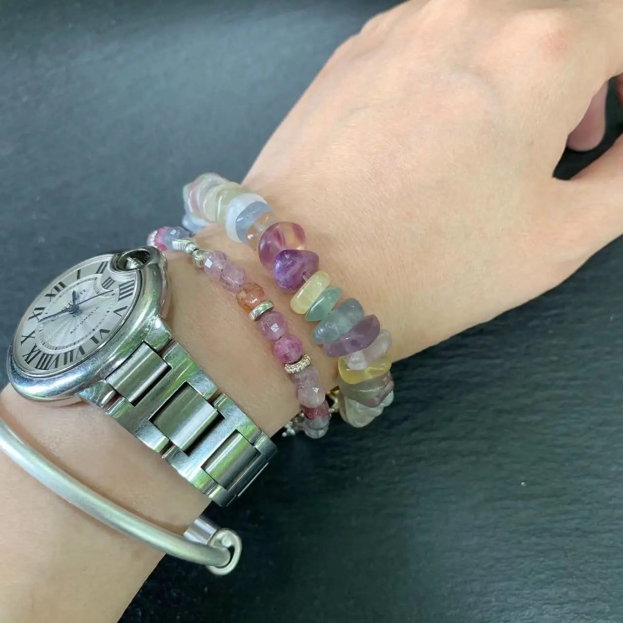 Natural Fluorite Bracelet Color Stone Irregular Jewelry Wholesale Design Handmade GEM Beads Healing Women Jewelry Gifts