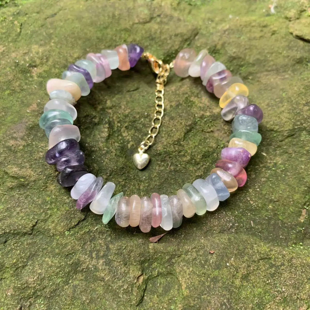 Natural Fluorite Bracelet Color Stone Irregular Jewelry Wholesale Design Handmade GEM Beads Healing Women Jewelry Gifts