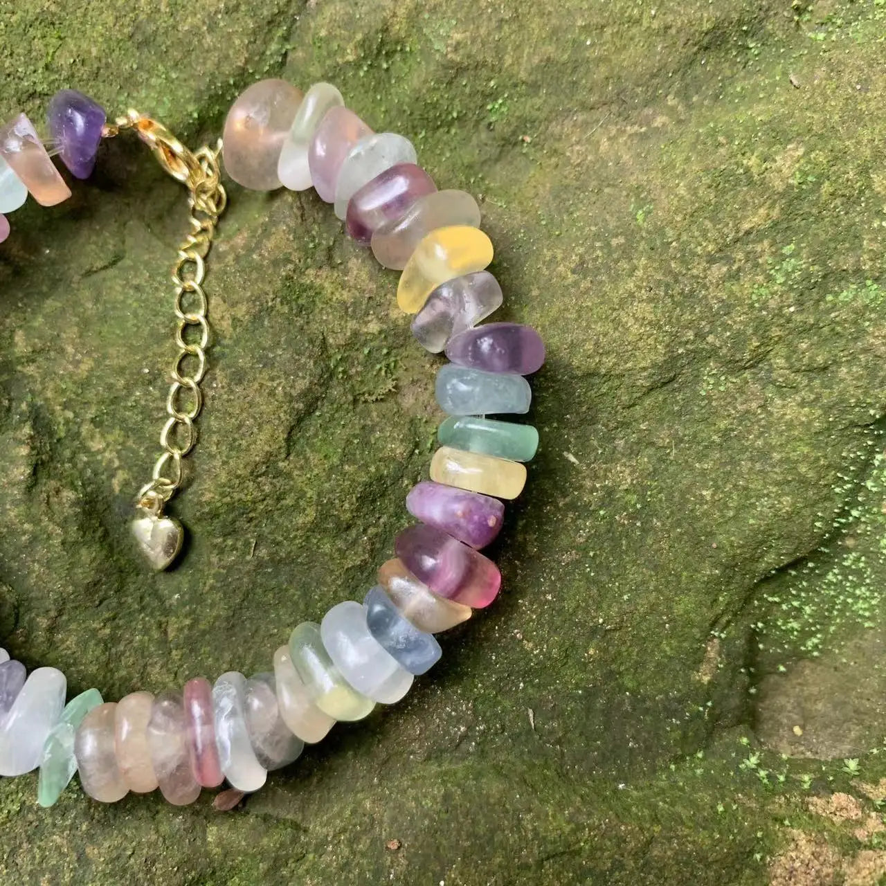 Natural Fluorite Bracelet Color Stone Irregular Jewelry Wholesale Design Handmade GEM Beads Healing Women Jewelry Gifts