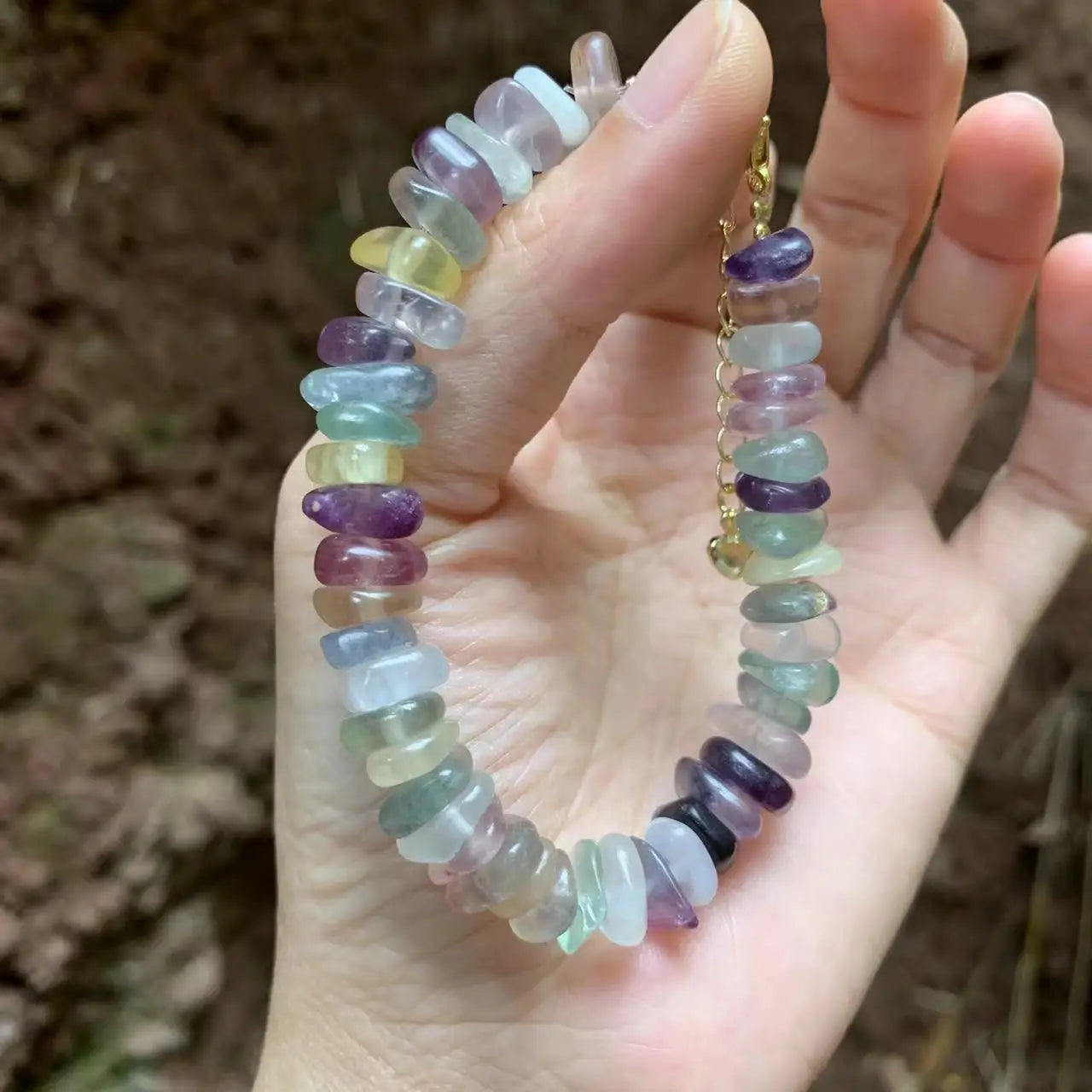 Natural Fluorite Bracelet Color Stone Irregular Jewelry Wholesale Design Handmade GEM Beads Healing Women Jewelry Gifts