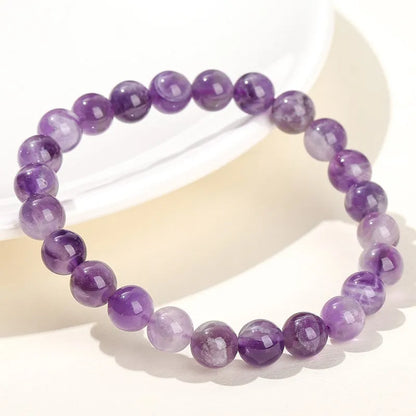 Amethyst Stone Beaded Bracelets Women Purple Crystal Quartz Energy Bead Reiki Healing Bangle Jewelry Gift