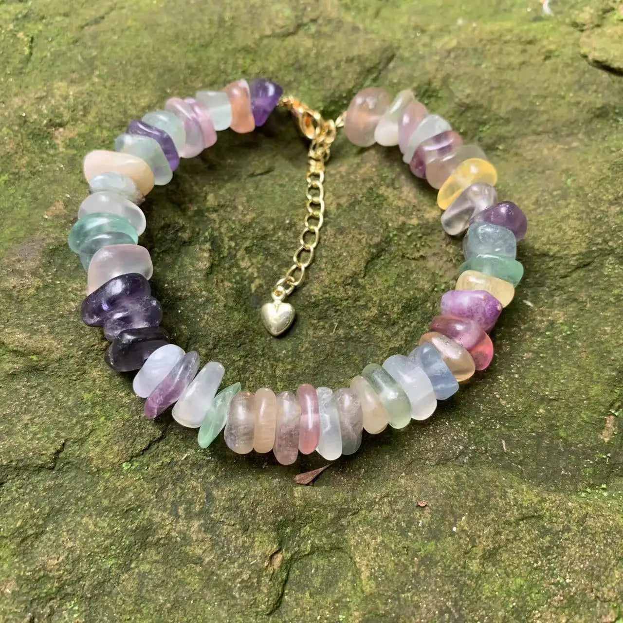 Natural Fluorite Bracelet Color Stone Irregular Jewelry Wholesale Design Handmade GEM Beads Healing Women Jewelry Gifts