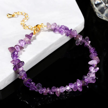 Natural Amethyst Irregular Stone Gravel Strand Bracelet Women Fashion Crystal Chakra Reiki Healing Yoga Bracelet Party Gifts