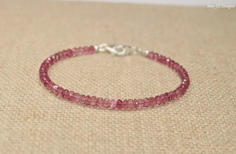 Pink Tourmaline Bracelet, Pink Tourmaline Jewelry, October Birthstone, Gemstone Jewelry