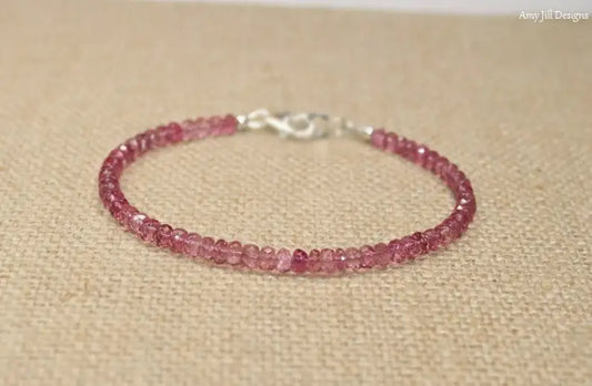 Pink Tourmaline Bracelet, Pink Tourmaline Jewelry, October Birthstone, Gemstone Jewelry