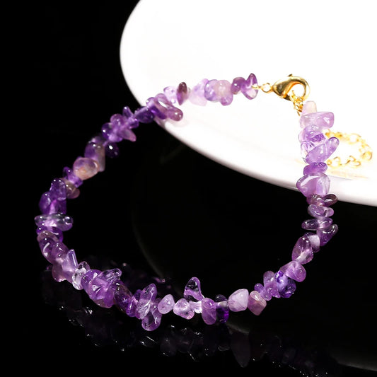 Natural Amethyst Irregular Stone Gravel Strand Bracelet Women Fashion Crystal Chakra Reiki Healing Yoga Bracelet Party Gifts