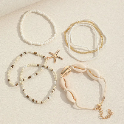 Bohemian Rice Beads Starfish Pendant Bracelet Set Fashion Summer Beach Sea Shell Multilayer Bracelets Jewelry Accessories