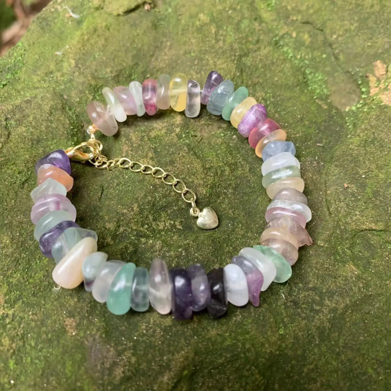 Natural Fluorite Bracelet Color Stone Irregular Jewelry Wholesale Design Handmade GEM Beads Healing Women Jewelry Gifts