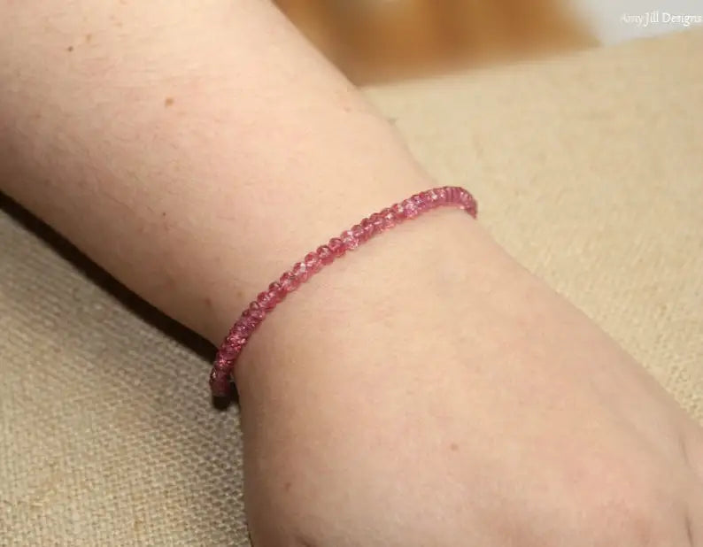 Pink Tourmaline Bracelet, Pink Tourmaline Jewelry, October Birthstone, Gemstone Jewelry