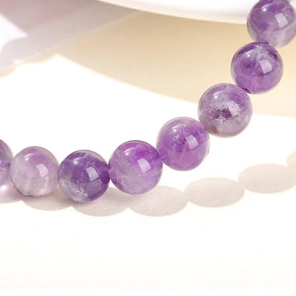 Amethyst Stone Beaded Bracelets Women Purple Crystal Quartz Energy Bead Reiki Healing Bangle Jewelry Gift