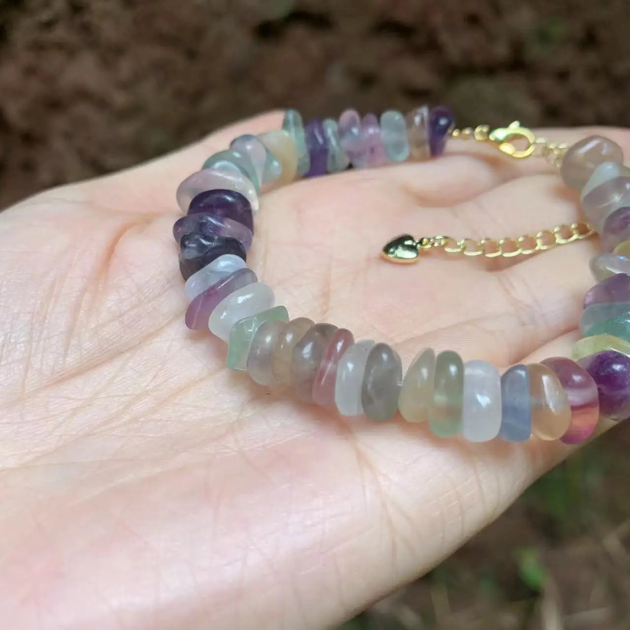 Natural Fluorite Bracelet Color Stone Irregular Jewelry Wholesale Design Handmade GEM Beads Healing Women Jewelry Gifts