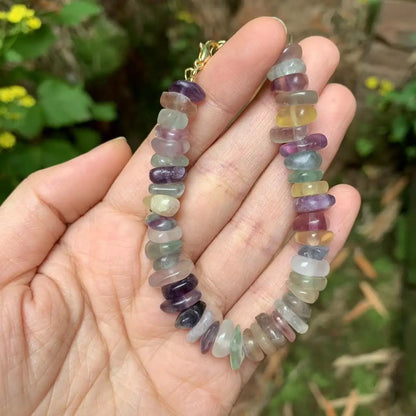 Natural Fluorite Bracelet Color Stone Irregular Jewelry Wholesale Design Handmade GEM Beads Healing Women Jewelry Gifts