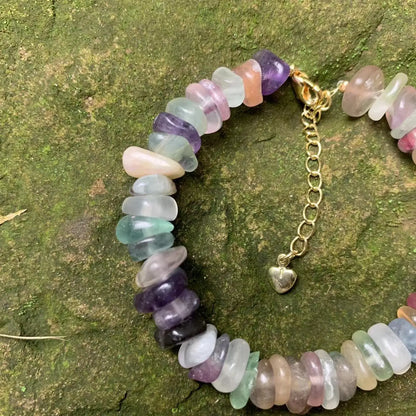 Natural Fluorite Bracelet Color Stone Irregular Jewelry Wholesale Design Handmade GEM Beads Healing Women Jewelry Gifts