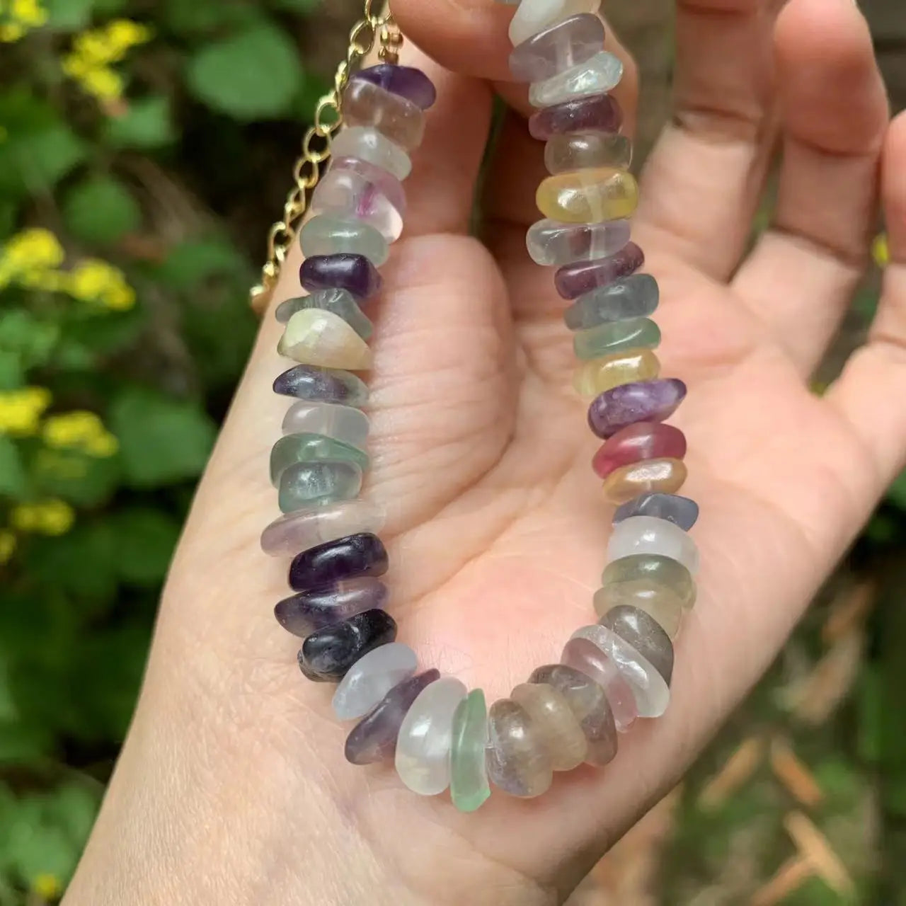 Natural Fluorite Bracelet Color Stone Irregular Jewelry Wholesale Design Handmade GEM Beads Healing Women Jewelry Gifts