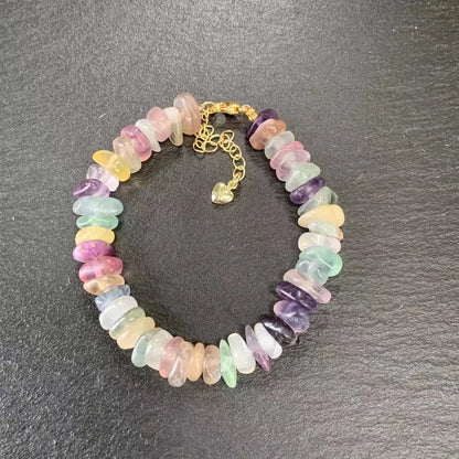 Natural Fluorite Bracelet Color Stone Irregular Jewelry Wholesale Design Handmade GEM Beads Healing Women Jewelry Gifts