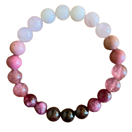 Garnet & Strawberry Quartz & Rhodonite & Rose Quartz Bracelet