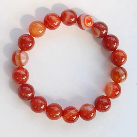 Red Stripe Agate Stone Bracelet - Protection & Focus Energy - Zenlike