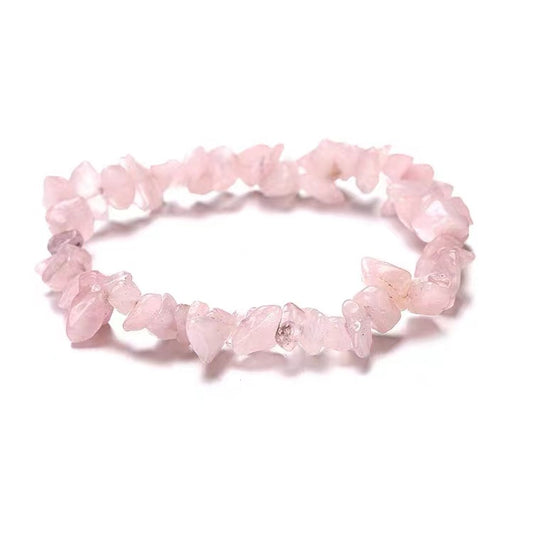 Natural Crystal Gemstone Irregular Bracelet Rose Quartz Bracelet